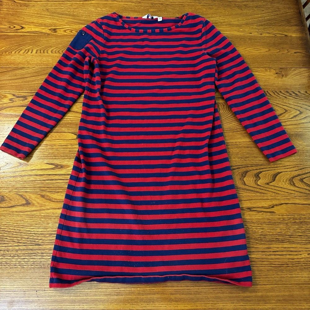 Vineyard Vines‎ Long-Sleeve Red Velvet/Navy Blue Stripe Knit Dress Women's Sz XS